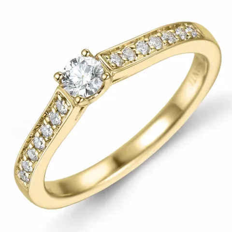 diamant ring i 14 karat guld 0,15 ct 0,11 ct