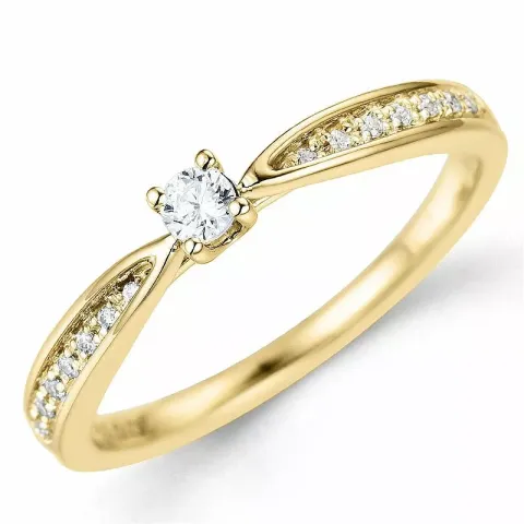 rund diamantring i 14 karat guld 0,14 ct