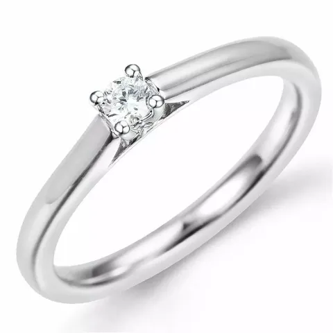 rund diamantring i 14 karat hvidguld 0,10 ct