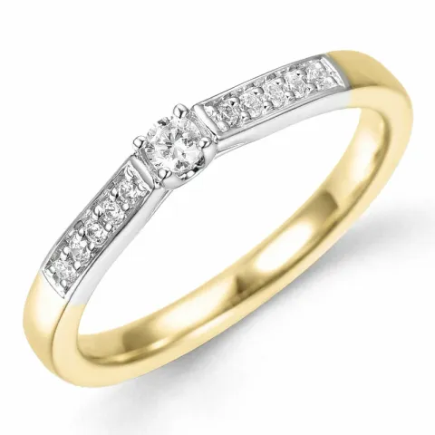 diamant ring i 14 karat guld.- og hvidguld 0,15 ct