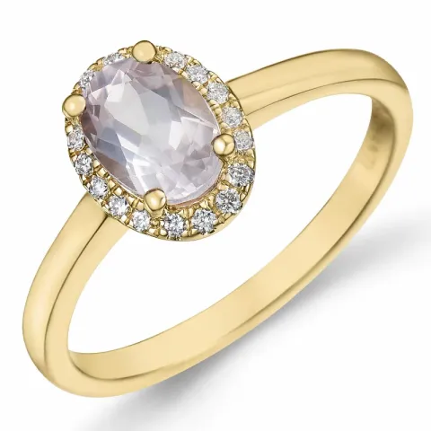 oval kvarts diamantring i 14 karat guld 0,80 ct 0,09 ct