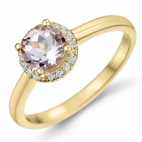 rund morganit diamantring i 14 karat guld 0,75 ct 0,08 ct