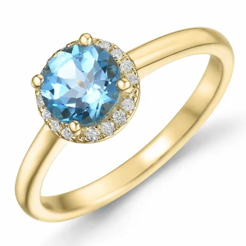 rund topas diamantring i 14 karat guld 1,08 ct 0,08 ct