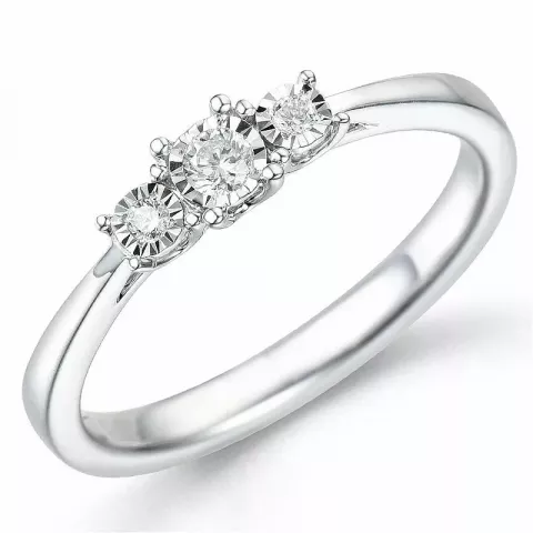 Diamant ring i 14 karat hvidguld 0,06 ct 0,03 ct