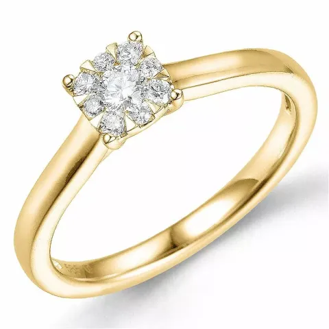 firkantet diamantring i 14 karat guld 0,10 ct 0,11 ct