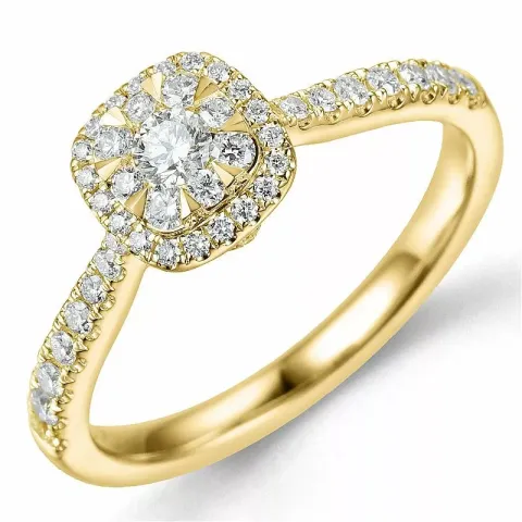 firkantet diamantring i 14 karat guld 0,10 ct 0,44 ct