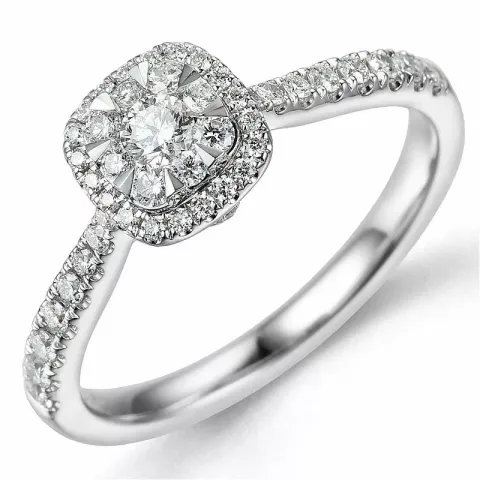 firkantet diamant ring i 14 karat hvidguld 0,10 ct 0,44 ct