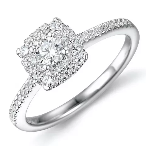 firkantet diamant ring i 14 karat hvidguld 0,21 ct 0,30 ct
