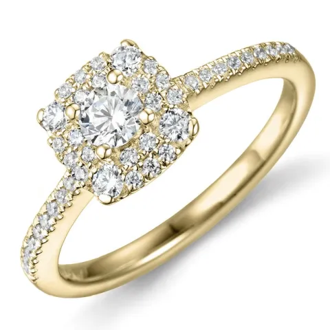 firkantet diamantring i 14 karat guld 0,21 ct 0,30 ct