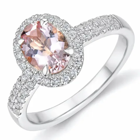 morganit diamantring i 14 karat hvidguld 1,28 ct 0,53 ct