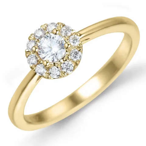 rund diamantring i 14 karat guld 0,20 ct 0,15 ct