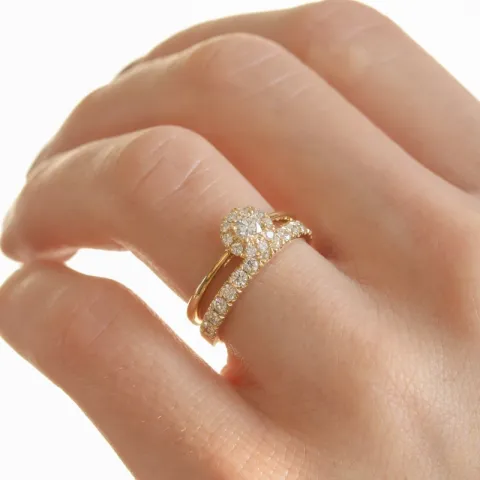 rund diamantring i 14 karat guld 0,20 ct 0,15 ct