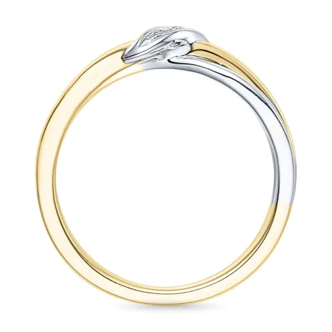 diamantring i 14 karat guld.- og hvidguld 0,03 ct