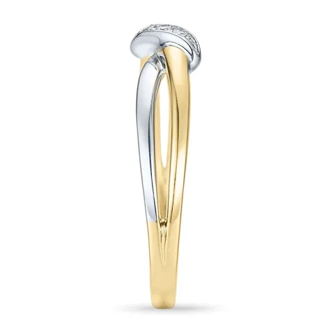diamantring i 14 karat guld.- og hvidguld 0,03 ct