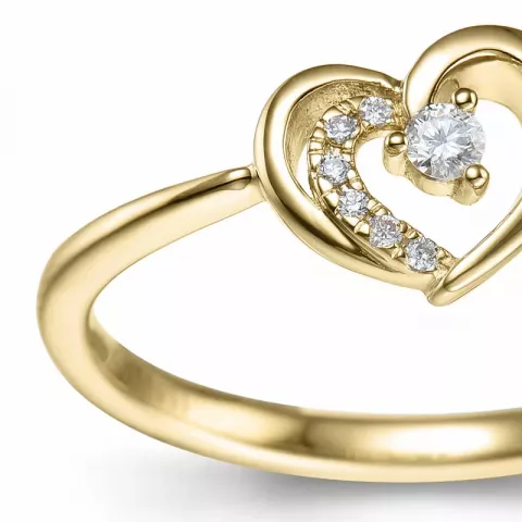 hjerte diamant ring i 14 karat guld 0,065 ct