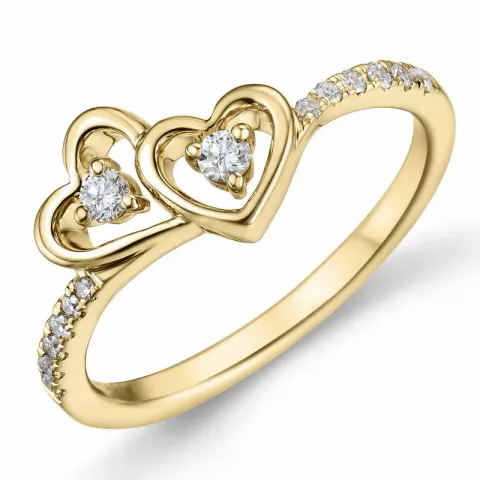 hjerte diamant ring i 14 karat guld 0,178 ct