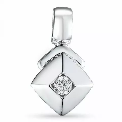 Firkantet diamant vedhæng i 14 karat hvidguld 0,10 ct