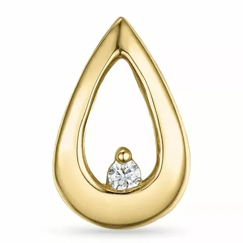 Dråbeformet diamant vedhæng i 14 karat guld 0,03 ct
