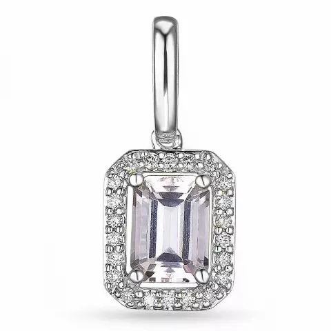 Firkantet morganit diamantvedhæng i 14 karat hvidguld 0,78 ct 0,11 ct