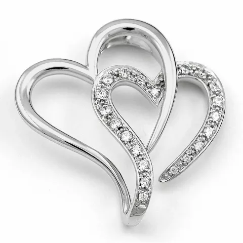 Hjerte diamantvedhæng i 14 karat hvidguld 0,20 ct
