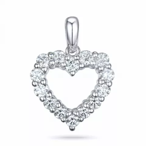 hjerte diamantvedhæng i 14 karat hvidguld 0,84 ct