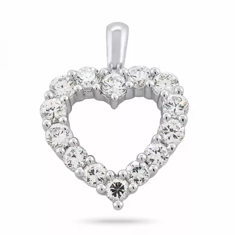 hjerte diamant vedhæng i 14 karat hvidguld 1,72 ct