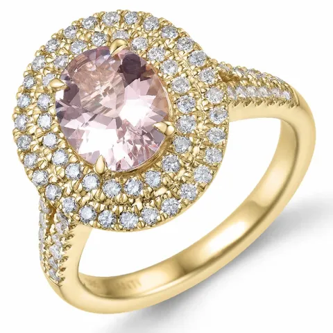 morganit diamantring i 14 karat guld 1,82 ct 0,75 ct