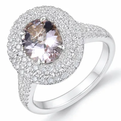 morganit diamantring i 14 karat hvidguld 1,82 ct 0,75 ct