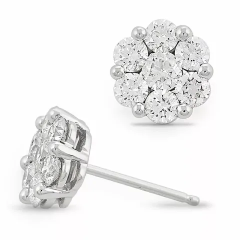 runde brillantøreringe i 14 karat hvidguld med diamant