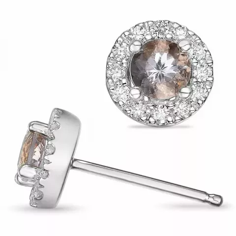 runde morganit diamantøreringe i 14 karat hvidguld med morganit og diamant 