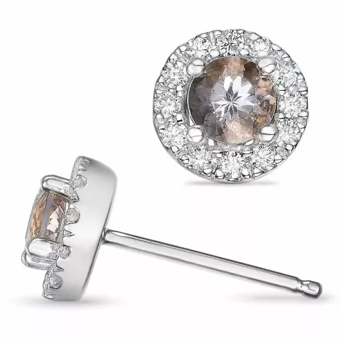 runde morganit diamantøreringe i 14 karat hvidguld med morganit og diamant