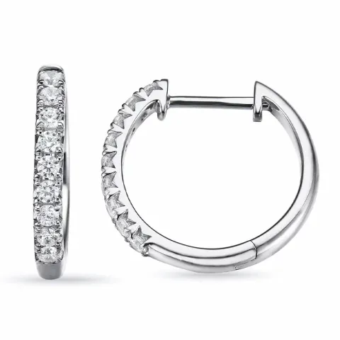 18 mm creoler i 14 karat hvidguld med diamant