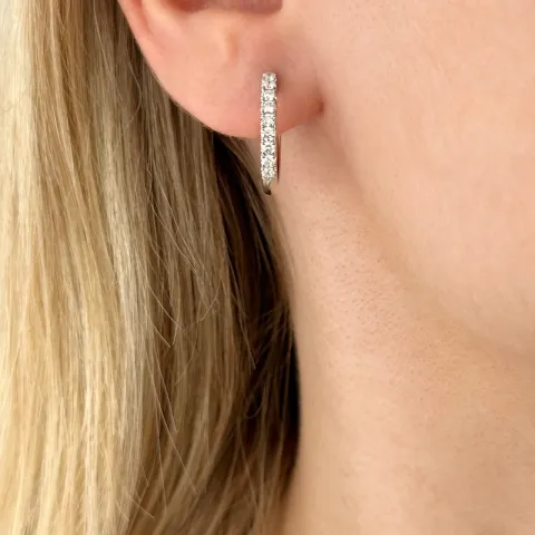 18 mm creoler i 14 karat hvidguld med diamant