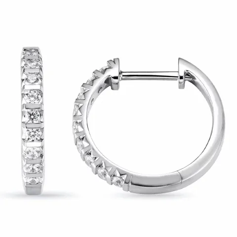 18 mm creoler i 14 karat hvidguld med diamant