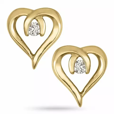 Hjerte diamant ørestikker i 14 karat guld med diamanter 