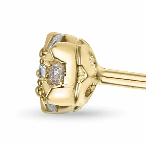 runde diamant ørestikker i 14 karat guld med diamant og diamant