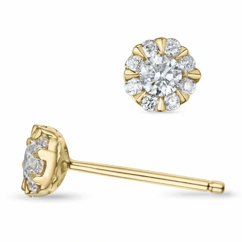 runde diamant ørestikker i 14 karat guld med diamant og diamant