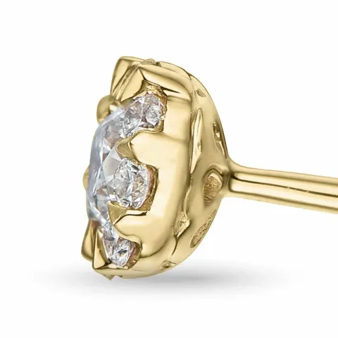 runde diamant ørestikker i 14 karat guld med diamant og diamant