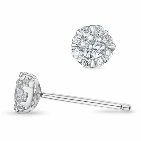 runde brillant ørestikker i 14 karat hvidguld med diamant og diamant