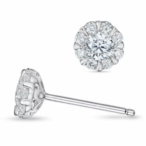 runde diamant ørestikker i 14 karat hvidguld med diamant og diamant