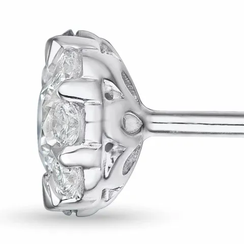 runde diamant ørestikker i 14 karat hvidguld med diamant og diamant