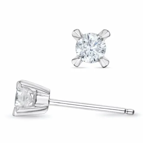 2 x 0,20 ct solitaireørestikker i 14 karat hvidguld med diamant