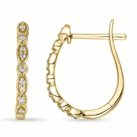 diamant creoler i 14 karat guld med diamant