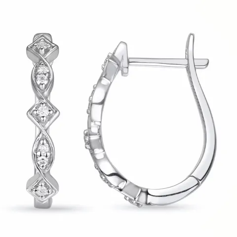diamant creoler i 14 karat hvidguld med diamant