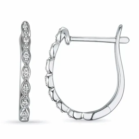 17 mm creoler i 14 karat hvidguld med diamant