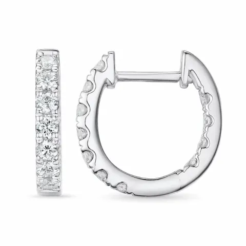 14 mm diamant creoler i 14 karat hvidguld med diamant