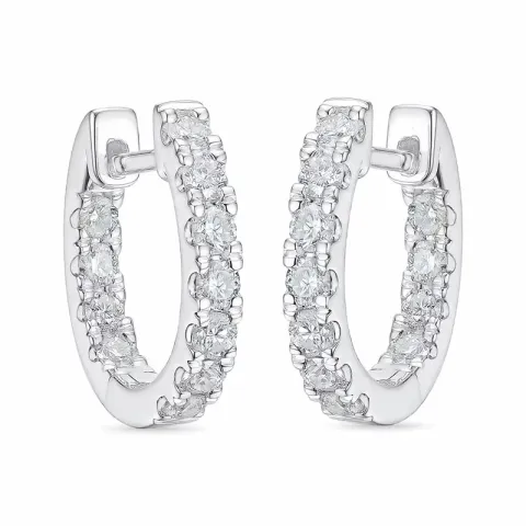 14 mm diamant creoler i 14 karat hvidguld med diamant