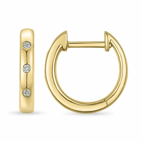 13 mm diamant creoler i 14 karat guld med diamant 
