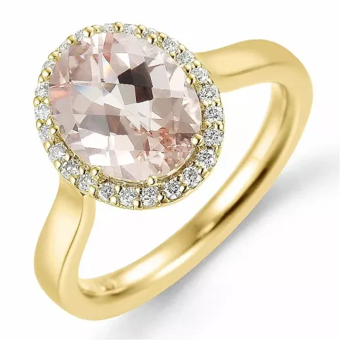 Elegant morganit diamantring i 14 karat guld 1.82 ct 0,12 ct