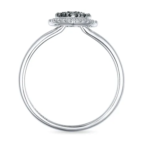 hjerte sort diamant ring i 14 karat hvidguld 0,13 ct 0,09 ct